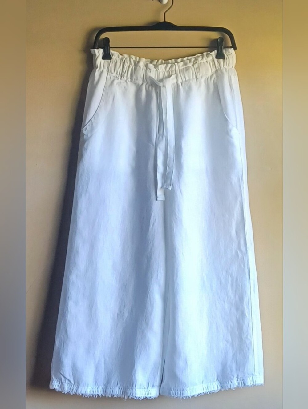 CLOTH & STONE linen Wide Leg Cropped Pants In White S